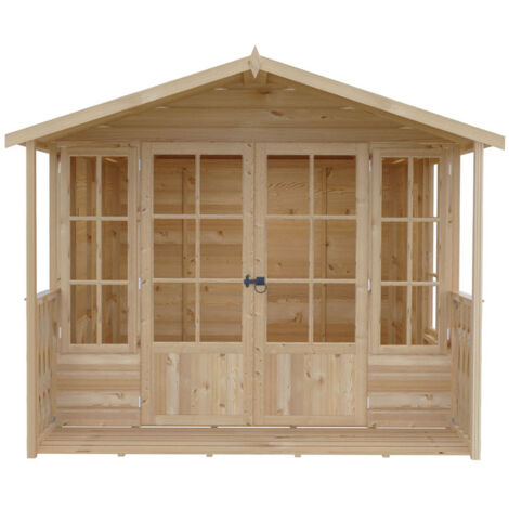 Delmora 8 x 10 Shiplap Summerhouse with Veranda - Wood - L2992 x W2456 x H2174 mm