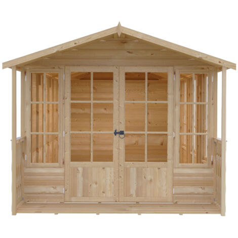 Delmora 8 x 18 Shiplap Summerhouse with Veranda - Wood - L5380 x W2456 x H2174 mm