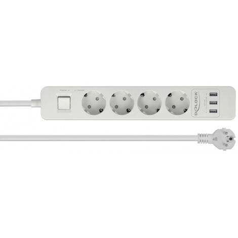 DeLOCK 11206 rallonge électrique 1,5 m 4 sortie(s) CA Intérieur Blanc