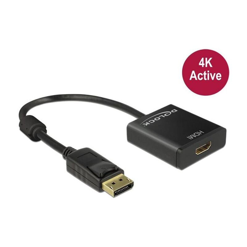 Câble adaptateur Delock DisplayPort / hdmi Fiche mâle DisplayPort, Prise femelle hdmi-a 0.20 m noir 62607 contacts dorés Câble DisplayPort C670891
