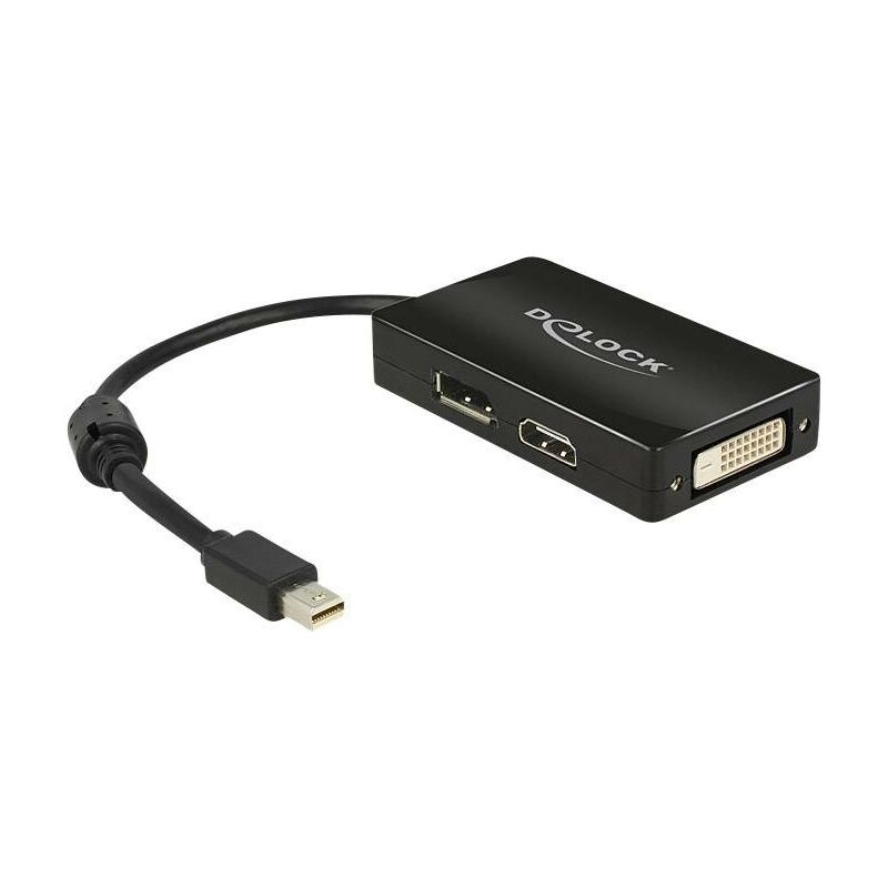 Delock 62623 DisplayPort / HDMI / DVI Adaptateur [1x Mini port Display mâle - 1x DisplayPort femelle, HDMI femelle, DVI femelle 24+1 pôles] noir ave