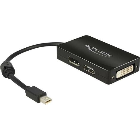 Delock 62623 DisplayPort / HDMI / DVI Adaptateur [1x Mini port Display mâle - 1x DisplayPort femelle, HDMI femelle, DVI femelle 24+1 pôles] noir ave W721821