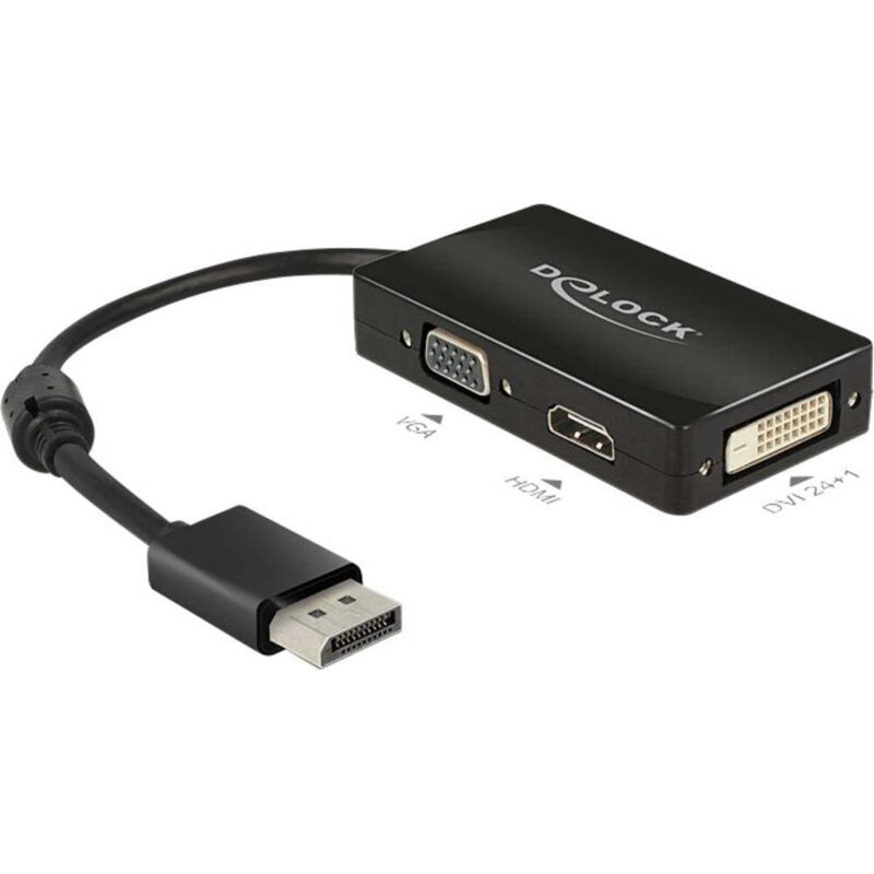 Delock 62656 DisplayPort / VGA / HDMI / DVI Adaptateur [1x DisplayPort mâle - 1x VGA femelle, HDMI femelle, DVI femelle