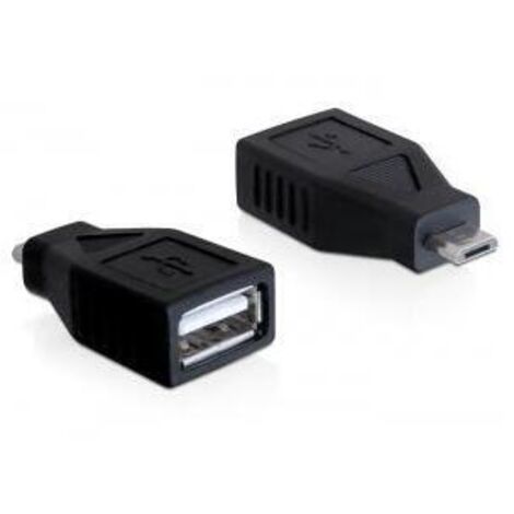 Delock 65296 - Adaptador para cable (USB 2.0-A, USB micro-B, macho/hembra) color negro