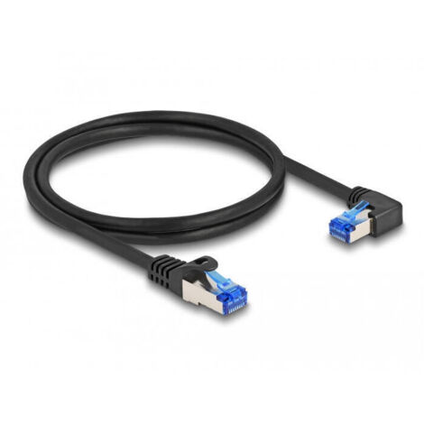 Delock 80222 cable de red rj45 cat.6a s/ftp recto / acodado a la derecha 1 m negro