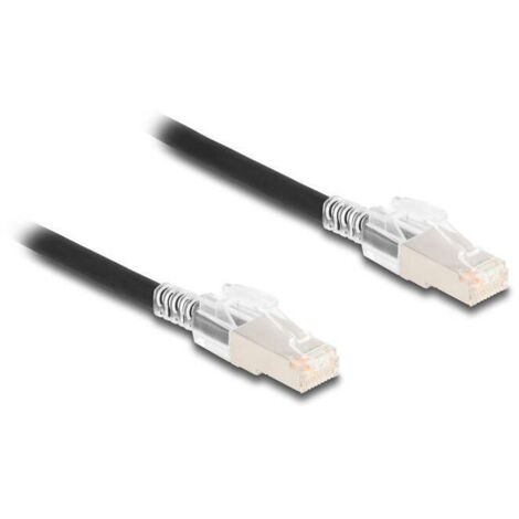 Delock 80256 cable de red rj45 cat.6a s/ftp con juego de clips de seguridad, 2 m, negro