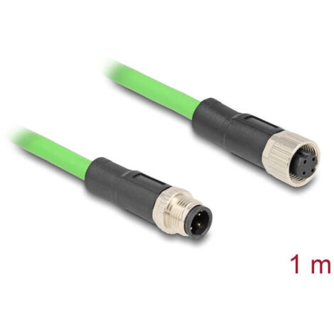 Delock 80406 cable m12 codificado d 4 pin macho a hembra pur (tpu) 1 m