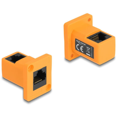 DeLOCK 87997 - Module de type D RJ45 femelle à femelle coudé à 90° orange