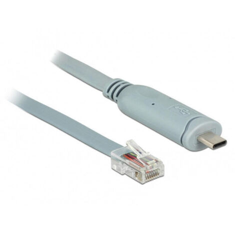 Delock adaptador usb 2.0 tipo-c macho  1 x serial rs-232 rj45 macho 1,0 m gris
