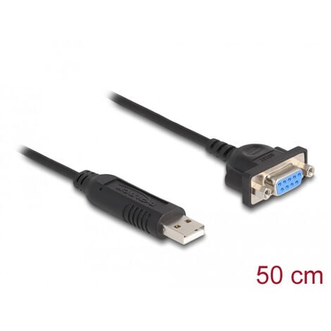 DeLOCK Adaptateur USB 2.0 à Serial RS-232 avec boitier de connecteur Serial Compact 50 cm FTDI (66453)