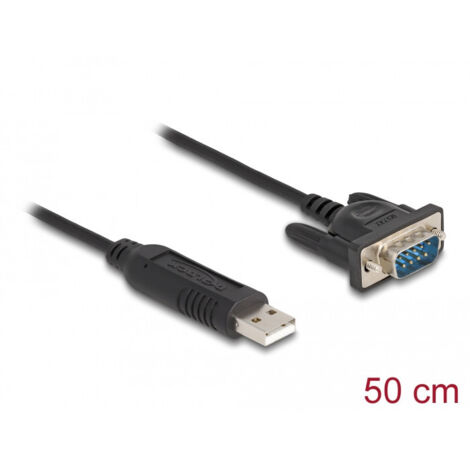DeLOCK Adaptateur USB 2.0 à Serial RS-232 avec boitier de connecteur Serial Compact 50 cm FTDI (66461)