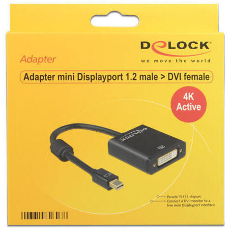 DELOCK Adapterkabel mini DisplayPort 1.2 Stecker  DVI 24+5 Buchse schwarz 4K Aktiv