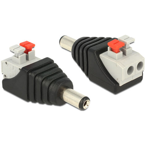 Delock Adattatore DC 2.1x5.5mm Maschio Terminal Block 2 pin con Pulsante