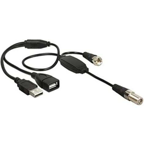 Delock Antennenkabel F Buchse &gtF Stecker mit Phantomspeisung 5 V über USB 22 cm