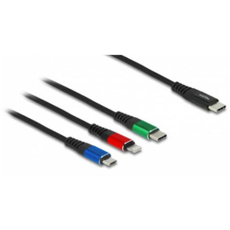 Delock cable de carga usb 3 en 1 tipo-a a 2 x lightning™ / usb type-c™ 30 cm