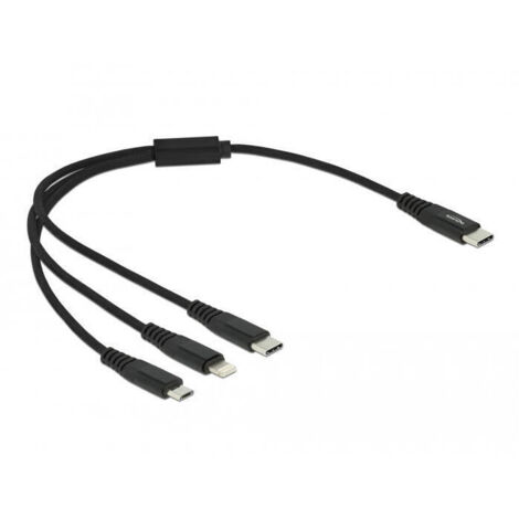 Delock cable de carga usb 3 en 1 usb type-c™ a lightning™ / micro usb / usb type-c™ 30 cm
