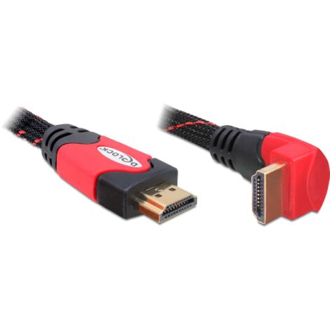 Delock - Câble HDMI 1.4 High Speed - coudé unilatéral - 2 m - Noir/Rouge