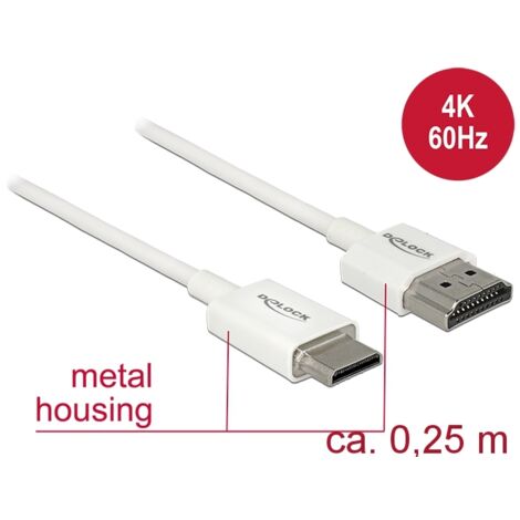 Delock Cable HDMI de alta velocidad con Ethernet - HDMI-A macho  HDMI Mini-C macho 3D 4KÂ 0,25 mÂ fino High Quality