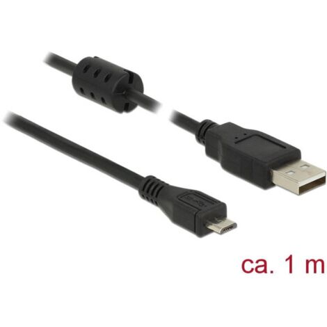 Delock Câble USB USB 2.0 USB-A mâle, USB-Micro-B mâle 1.00 m noir avec noyau en ferrite 84901 C697191
