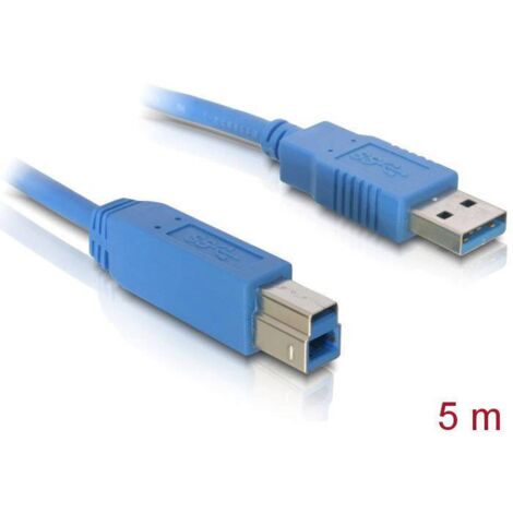 Delock Câble USB USB 3.2 Gen1 (USB 3.0) USB-A mâle, USB-B mâle 5.00 m bleu contacts dorés 82582 C676091
