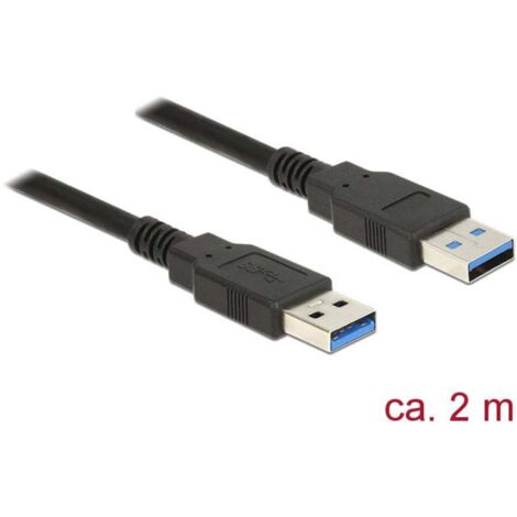 Delock Câble USB USB 3.2 Gen1 USB-A mâle, USB-A mâle 2.00 m noir contacts dorés 85062