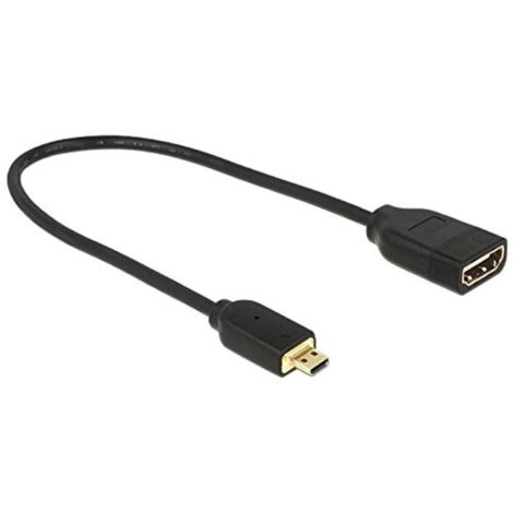 DeLOCK Delock 0.2m - HDMI-A/HDMI Micro-D - 0,2 m - HDMI Type D (Micro) - HDMI Type A (Standard) - 3840 x 2160 pixels - Compatibilité 3D - Noir (65687)