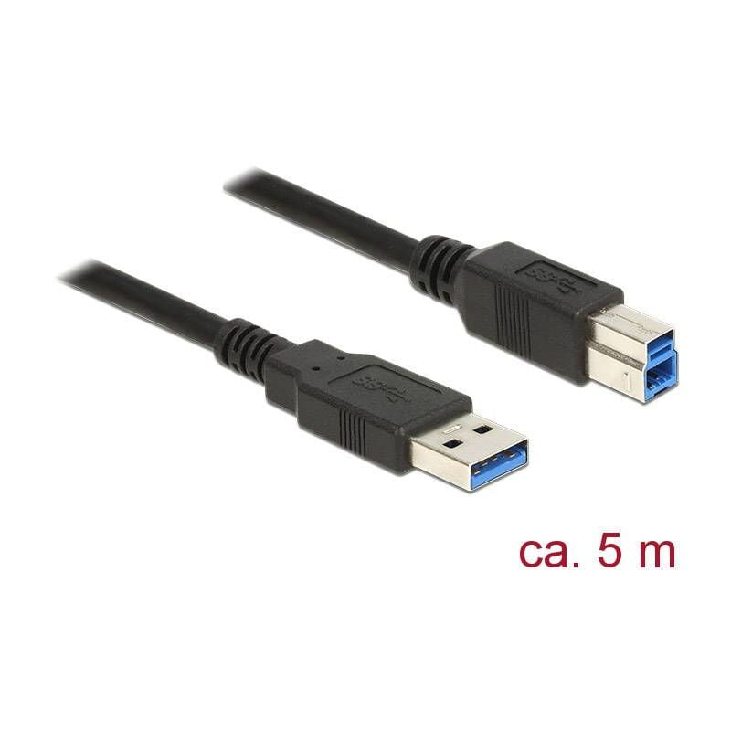 Câble usb usb 3.2 Gen1 (usb 3.0) usb-a mâle, usb-b mâle 5.00 m noir contacts dorés 85070 C697411 - Delock
