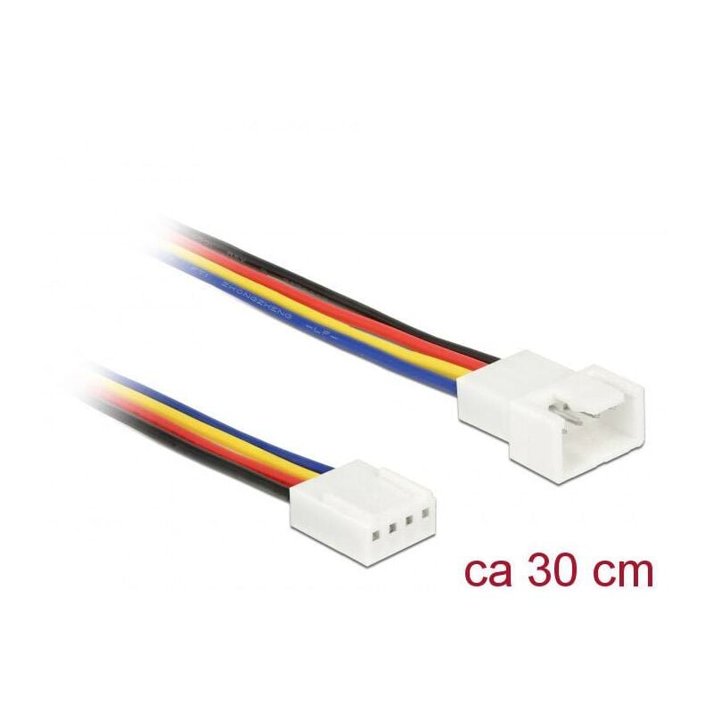Delock - 85361 - 0,3 m - 4-pin pwm - 4-pin pwm - Male connector / Female connector - Noir - Bleu - Rouge - Blanc - Jaune - Ventilateur (85361)