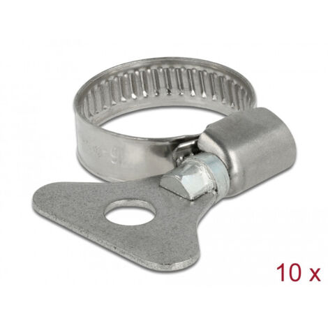 DeLOCK Delock Lot de 10 Colliers de Serrage en métal avec écrou Papillon 16-25 mm (19576)