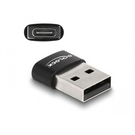 DeLOCK Delock USB 2.0 Adapter USB Typ-A Stecker zu USB Type-C™ Buchse schwarz (60002)