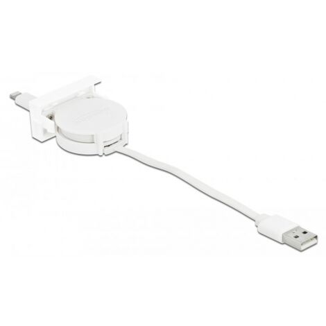 Delock Easy 45 Modul USB 2.0 Ausrollkabel USB Typ-A zu 8 Pin Lightning Stecker weiß
