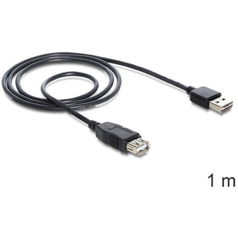 DeLock Easy - Cable USB 2.0 (conector macho A a conector hembra A, 2 m), color negro