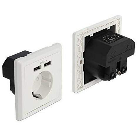 DELOCK EINBAUSTECKDOSE MIT 2 USB LADEPORTS 2.4 A (11471)
