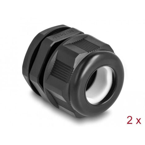Delock ex prensaestopas m25 negro 2 piezas