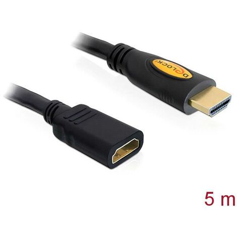 Delock HDMI Rallonge Fiche mâle HDMI-A, Prise femelle HDMI-A 5.00 m noir 83082 contacts dorés Câble HDMI C670521