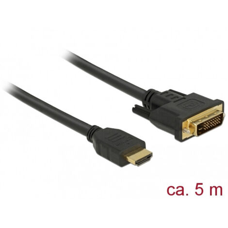 DELOCK Kabel HDMI  DVI 24+1 bidirektional  5.00m schwarz (85656)