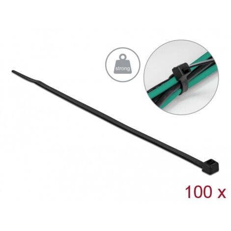 Delock Kabelbinder Set Schwarz 200 mm 100 Stück