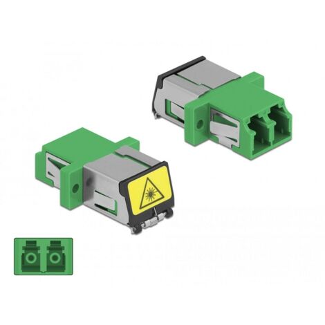 Delock LWL Kupplung LC Duplex Buchse zu LC Duplex Buchse Singlemode grün mit Laserschutzklappe