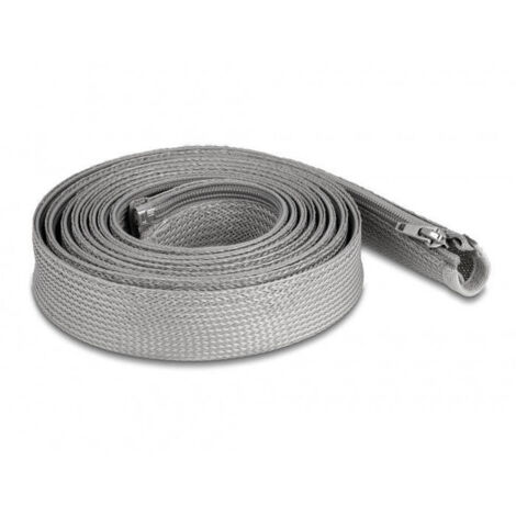 Delock manga trenzada con cremallera resistente al calor 3 m x 30 mm gris