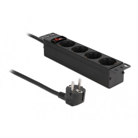 DELOCK MULTIPRISE 4 PRISES AVEC INTERRUPTEUR DE SÉCURITÉ 1 HE - NOIR 66817