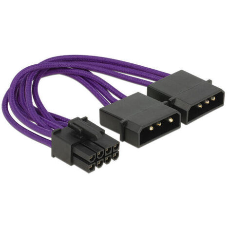 Delock Power Cable PCI Express 8 pin male  2 x 4 pin male textile shielding purple
