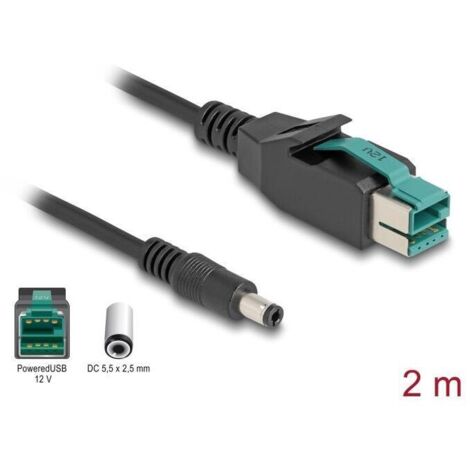Delock poweredcable usb macho 12 v a dc 5,5 x 2,5 mm macho 2 m