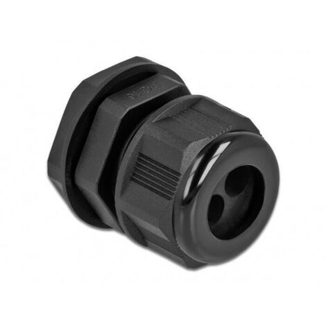 DELOCK PRENSAESTOPAS PG16 PARA CABLE REDONDO CON DOS ENTRADAS DE CABLE NEGRO 60369