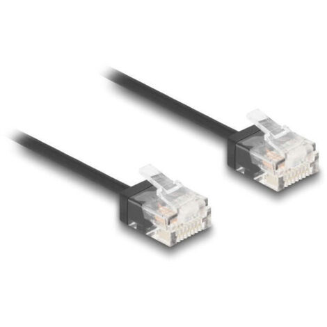Delock rj45 cable de red cat.6 utp ultra slim 0,5 m negro con kurzen machon