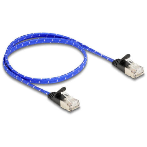Delock rj45 cable de red plano trenzado cat.6a u/ftp 0,5 m azul