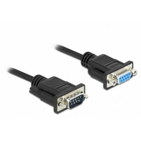 Delock Seriell Anschlusskabel [1x D-SUB-Buchse 9pol. - 1x D-SUB-Stecker 9pol.] 2 m Schwarz