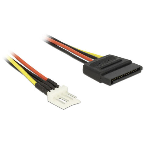 Delock Strom Anschlusskabel [1x SATA-Strom-Stecker 15pol. - 1x Floppy Stecker 4pol.] 0.15 m Schwarz,