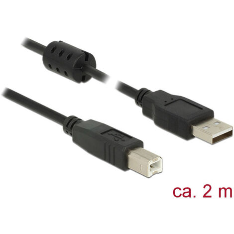 Delock USB-Kabel  USB 2.0 USB-A Stecker, USB-B Stecker 2.00 m Schwarz mit Ferritkern 84897