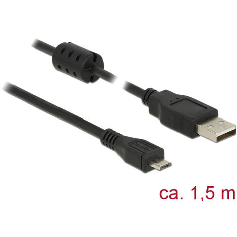 Delock USB-Kabel  USB 2.0 USB-A Stecker, USB-Micro-B Stecker 1.50 m Schwarz mit Ferritkern 84902