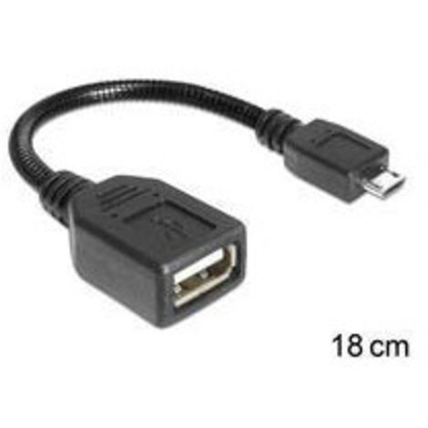 Delock USB-Kabel  USB 2.0 USB-Micro-B Stecker, USB-A Buchse 0.15 m Schwarz mit OTG-Funktion 83293